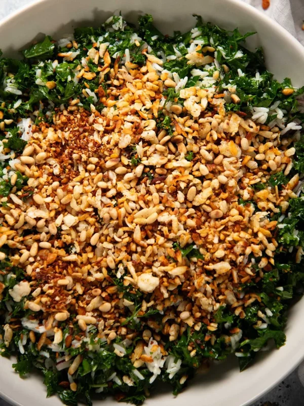 Crispy Shredded Halloumi Salad with Kale