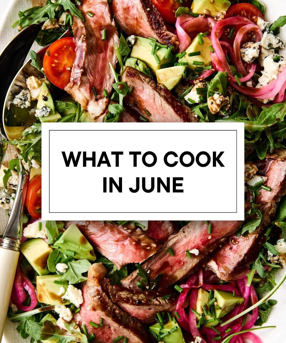 Grilled steak salad with avocado and tomatoes on greens