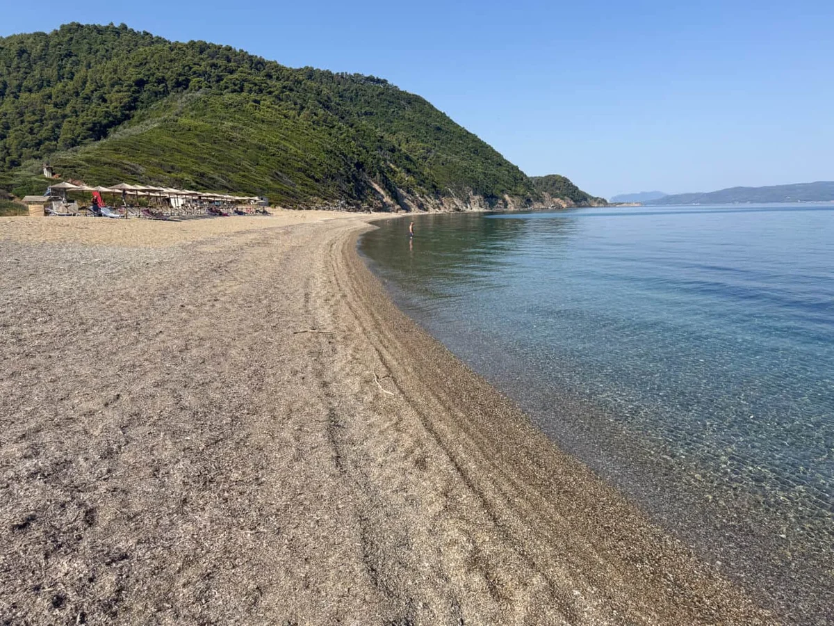 Ligaries Beach pebble shore through forest path