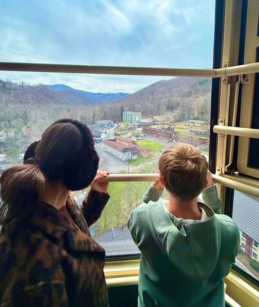 Aerial tramway view over Ober Mountain in Gatlinburg