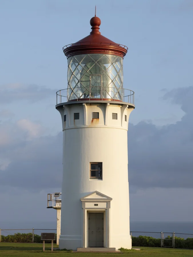 Kilauea Lighthouse perched above the ocean at Kilauea Point